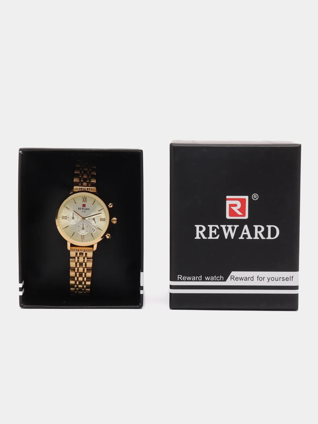 Желтый женские наручные часы Reward RD81070L с хронографом в подарочной упаковке