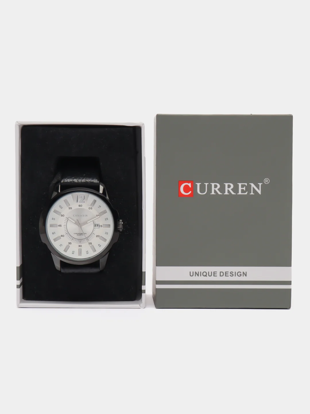Черный мужские наручные часы Curren 8123 с календарём в подарочной упаковке