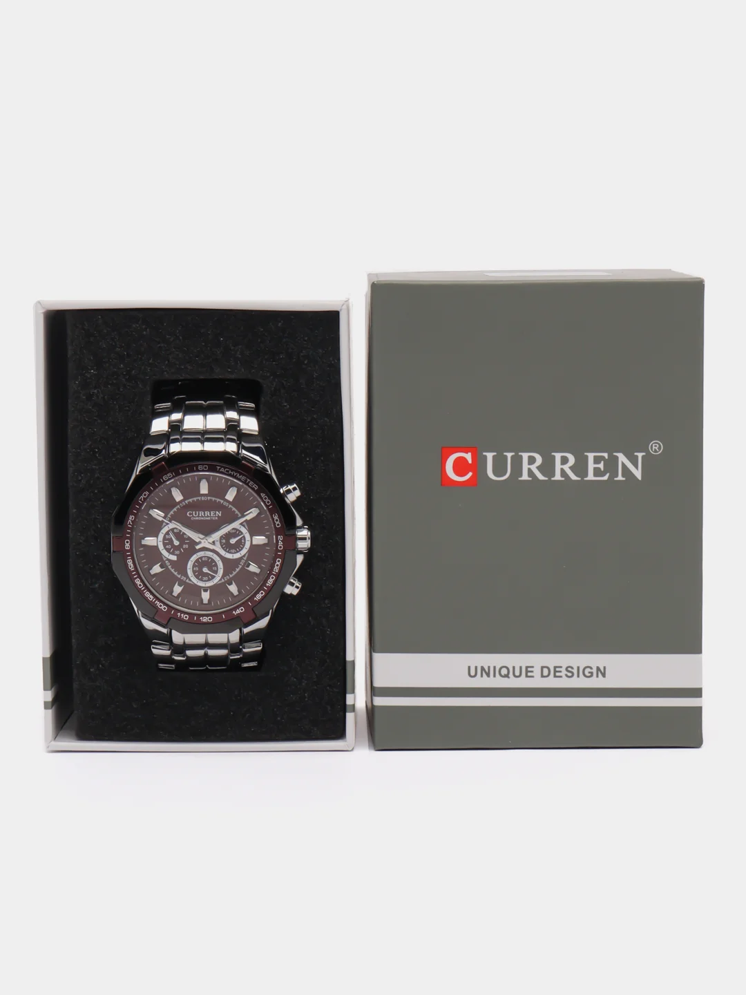 Шоколадный мужские наручные часы Curren 8084 в подарочной упаковке
