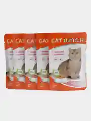 Влажный корм для кошек Cat Lunch "Говядина и Кролик", кусочки в желе, 5 штук по 85 г