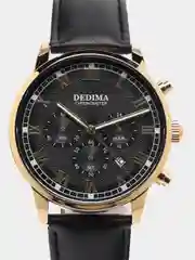 Желтый мужские наручные часы Dedima D-156 с кожаным ремешком и хронографом