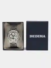 Серебряный мужские наручные часы Dedima D-159 с металлическим браслетом и хронографом