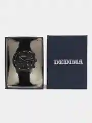 Угольный мужские наручные часы Dedima D-156 с кожаным ремешком и хронографом
