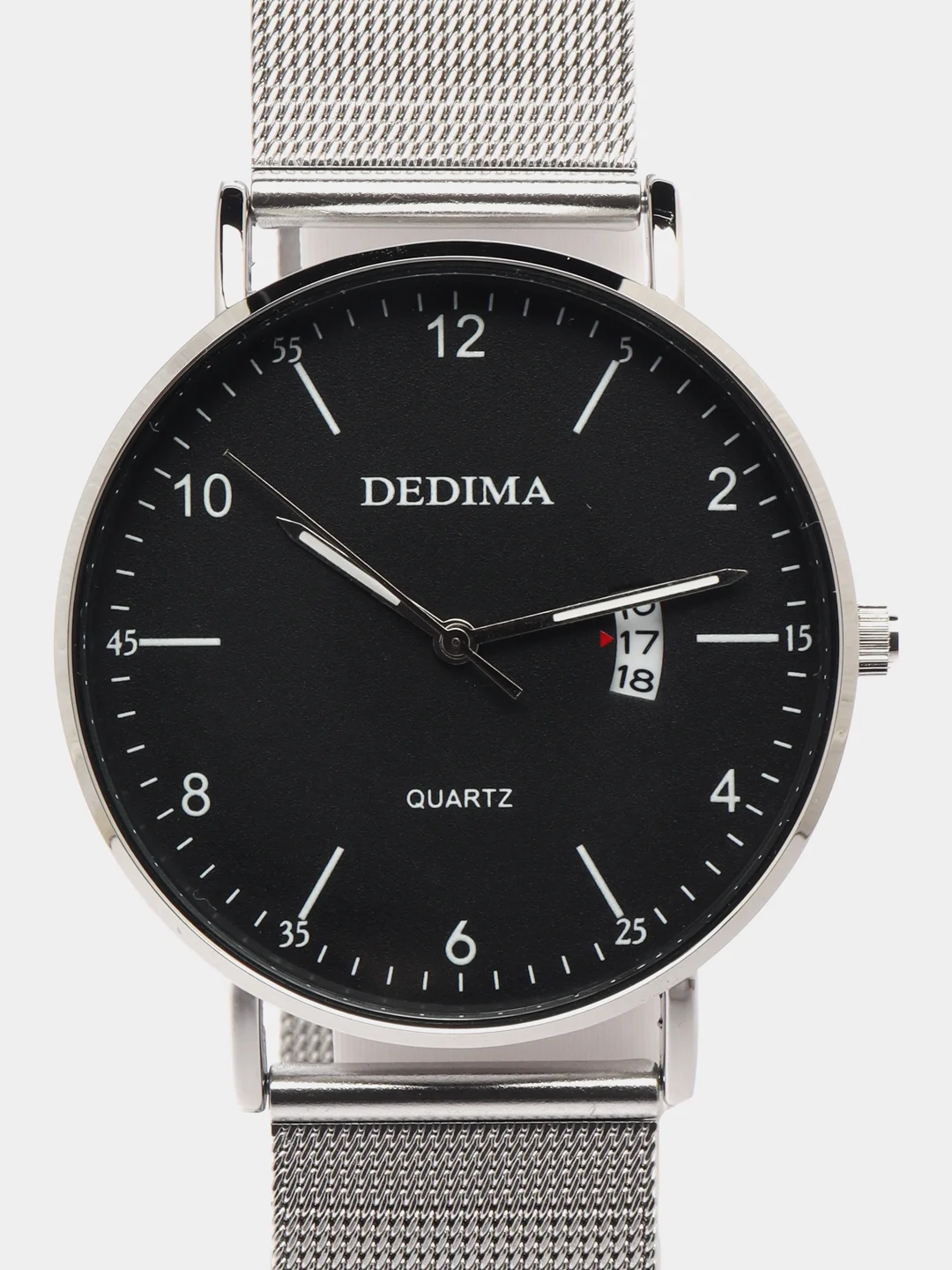 Серебряный мужские наручные часы Dedima D-185, с календарём, в подарочной упаковке