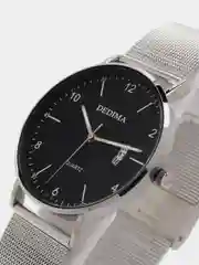 Серебряный мужские наручные часы Dedima D-185, с календарём, в подарочной упаковке