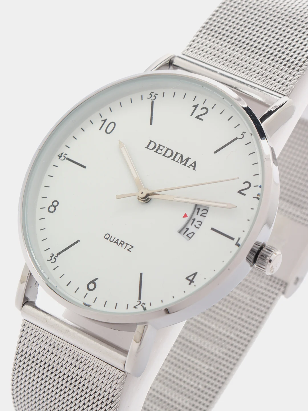 Серый металлик мужские наручные часы Dedima D-185, с календарём, в подарочной упаковке