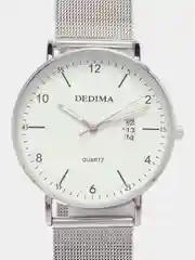 Серый металлик мужские наручные часы Dedima D-185, с календарём, в подарочной упаковке