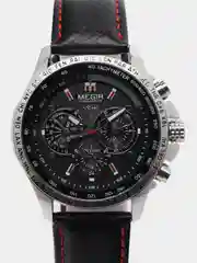 Черный мужские наручные часы Megir ML1010G, с хронографом, в подарочной упаковке