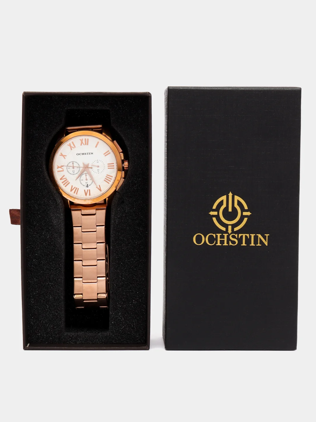 Золотой мужские наручные часы Ochstin 7242 с хронографом в подарочной упаковке