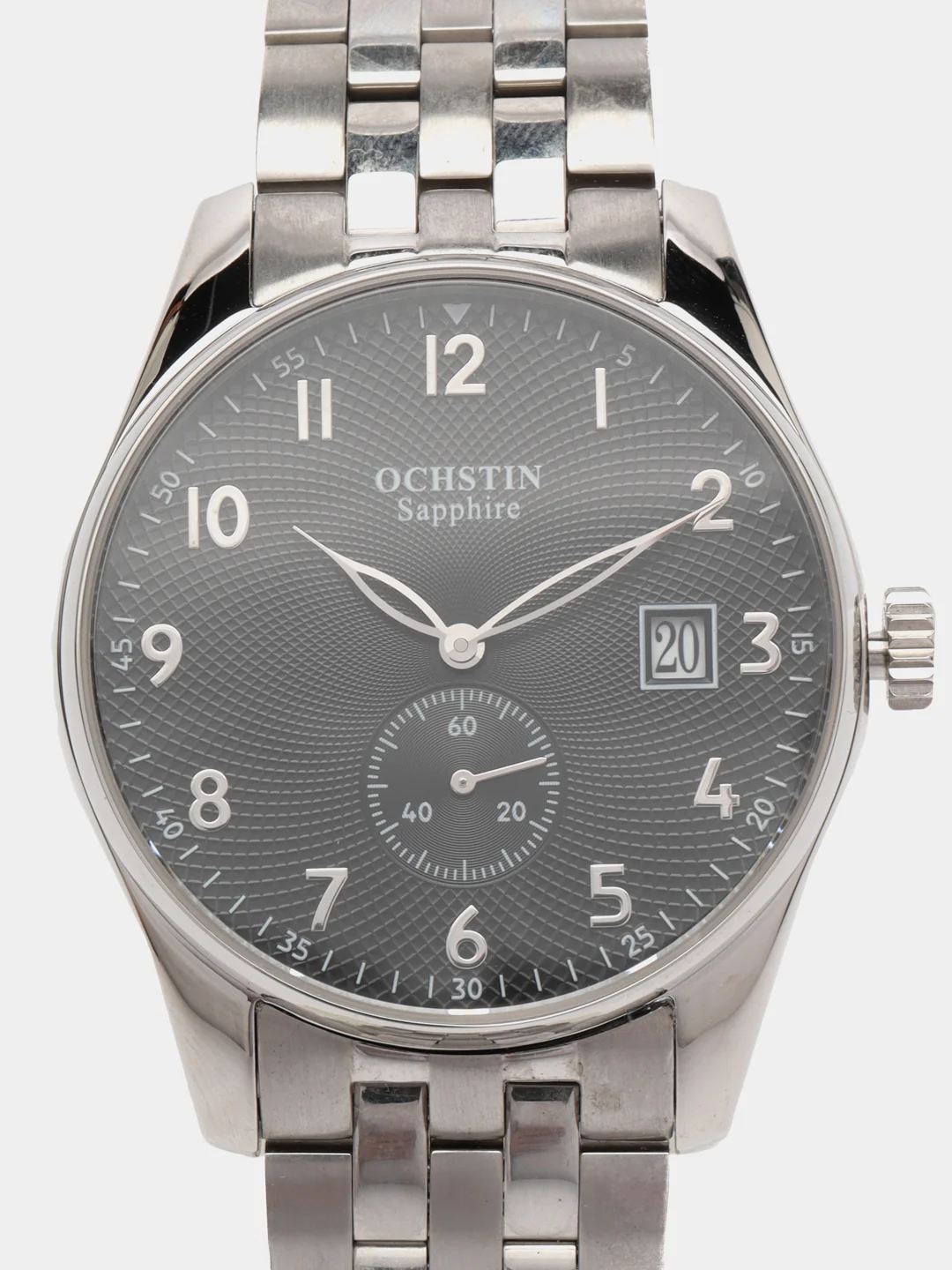 Серый металлик мужские наручные часы Ochstin 6005C с металлическим браслетом и календарём