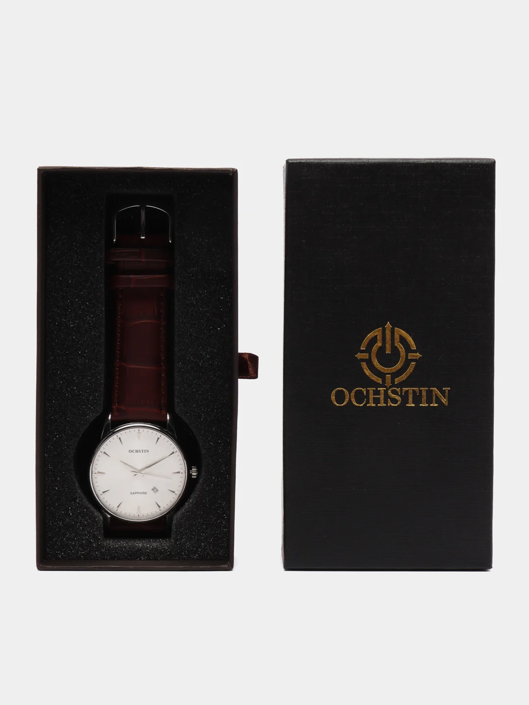 Серебряный мужские наручные часы Ochstin 6004B в подарочной упаковке