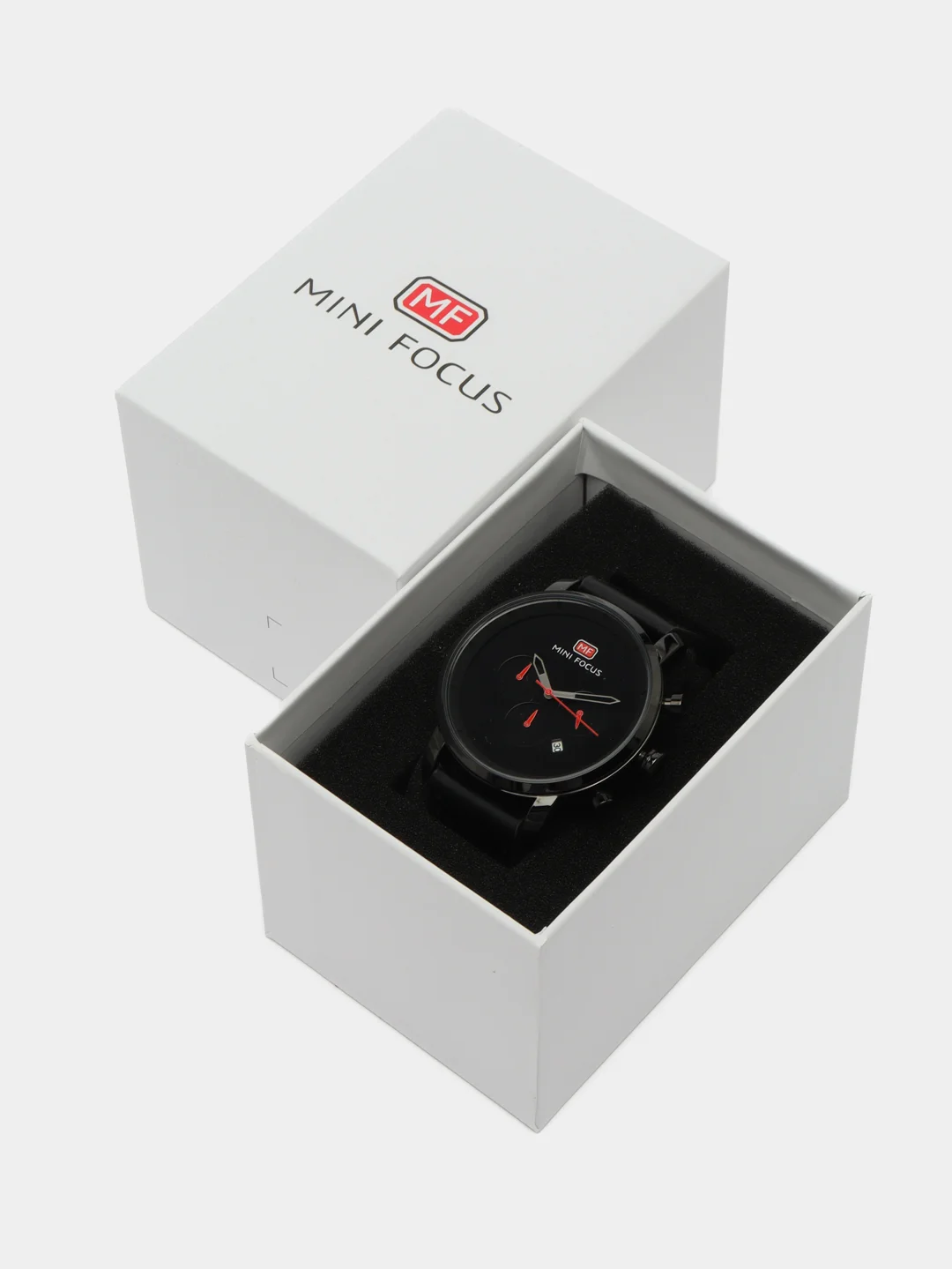 Черный мужские наручные часы Mini Focus MF0102G с хронографом, в подарочной упаковке