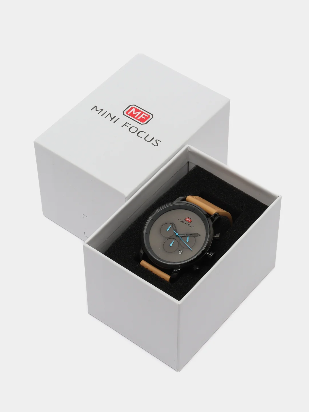 Угольный мужские наручные часы Mini Focus MF0102G с хронографом, в подарочной упаковке