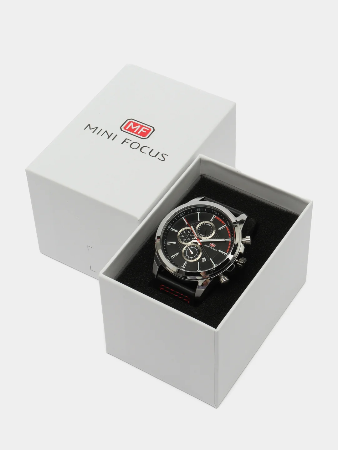 Черный мужские наручные часы Mini Focus MF0129G с хронографом, в подарочной упаковке