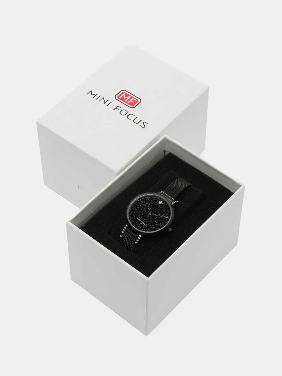 Черный женские наручные часы Mini Focus MF0160L, в подарочной упаковке