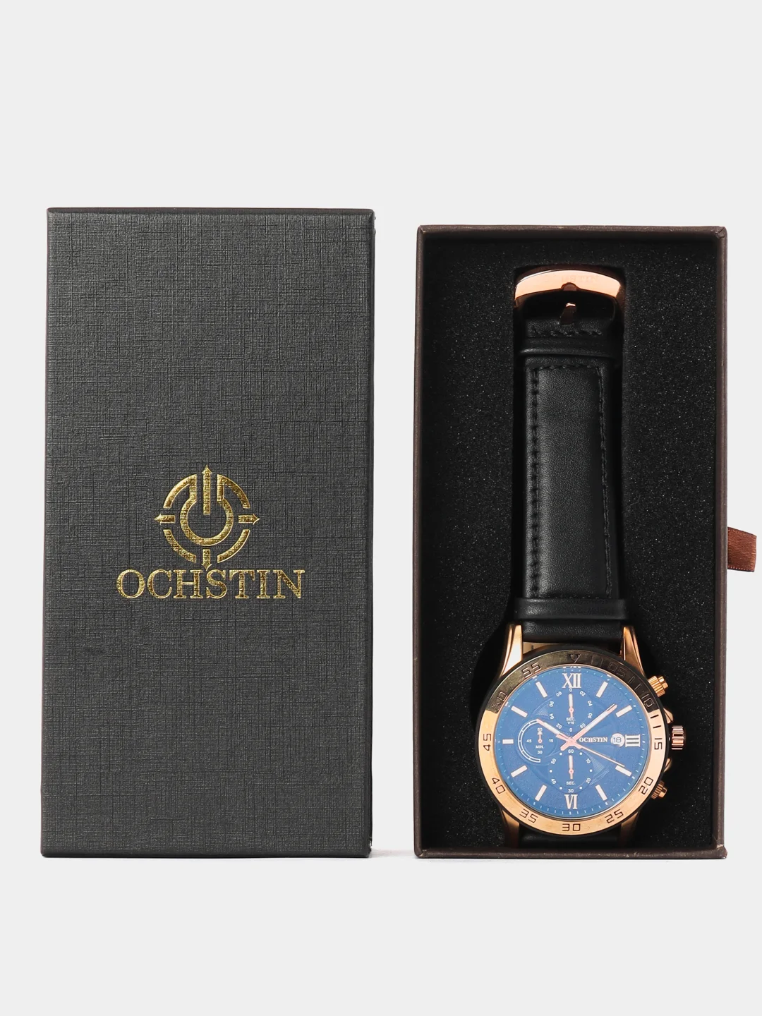 Черный мужские наручные часы Ochstin 6068A с хронографом в подарочной упаковке