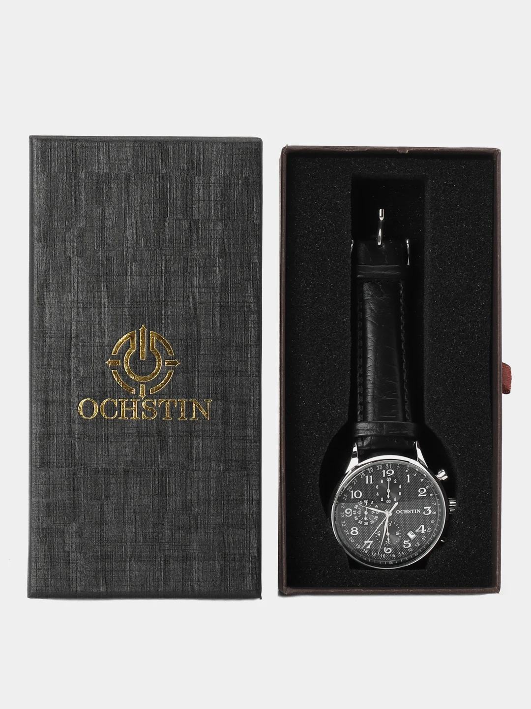 Серый мужские наручные часы Ochstin 6050C с хронографом в подарочной упаковке