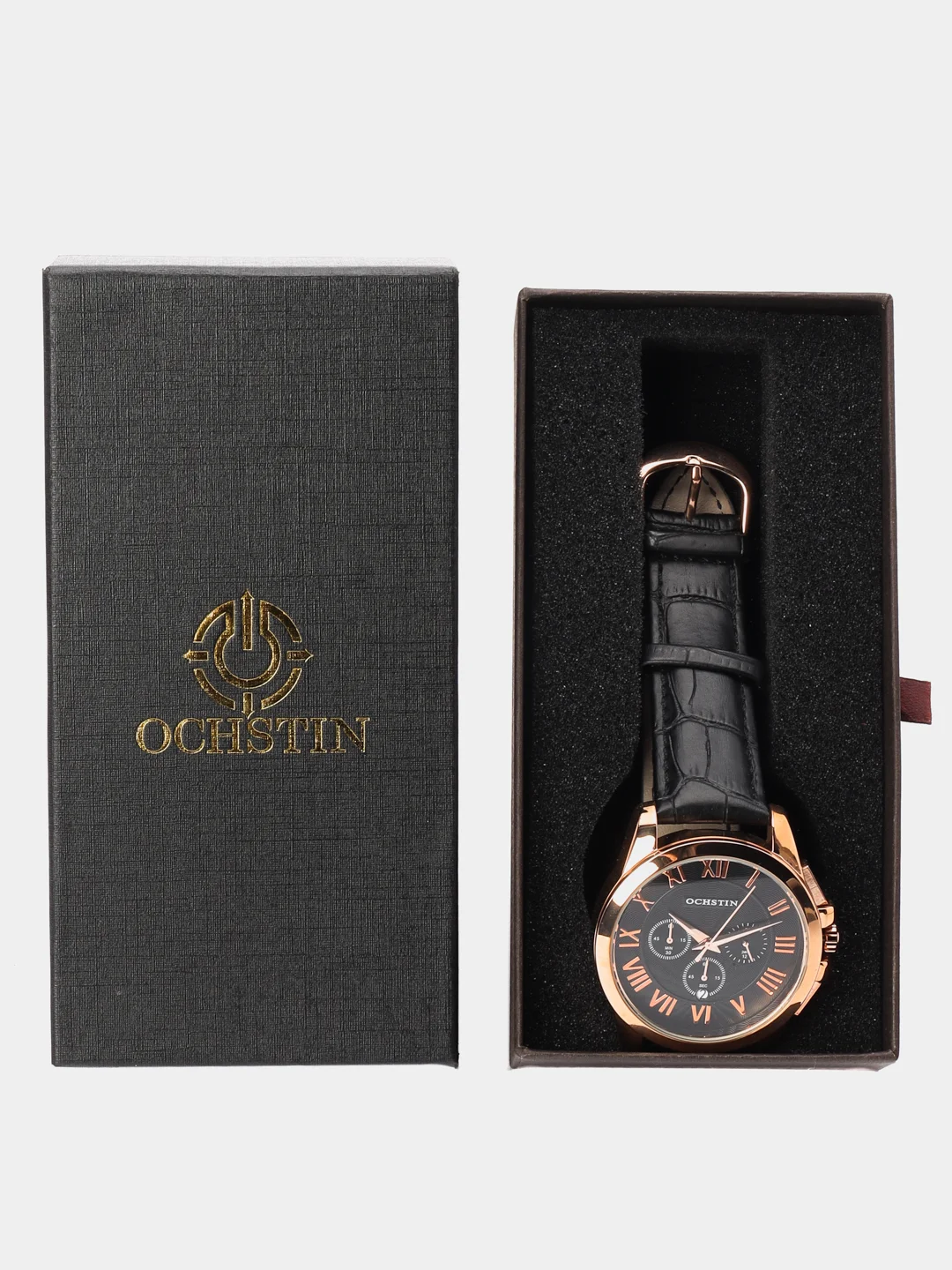 Золотой мужские наручные часы Ochstin 6059B с хронографом в подарочной упаковке
