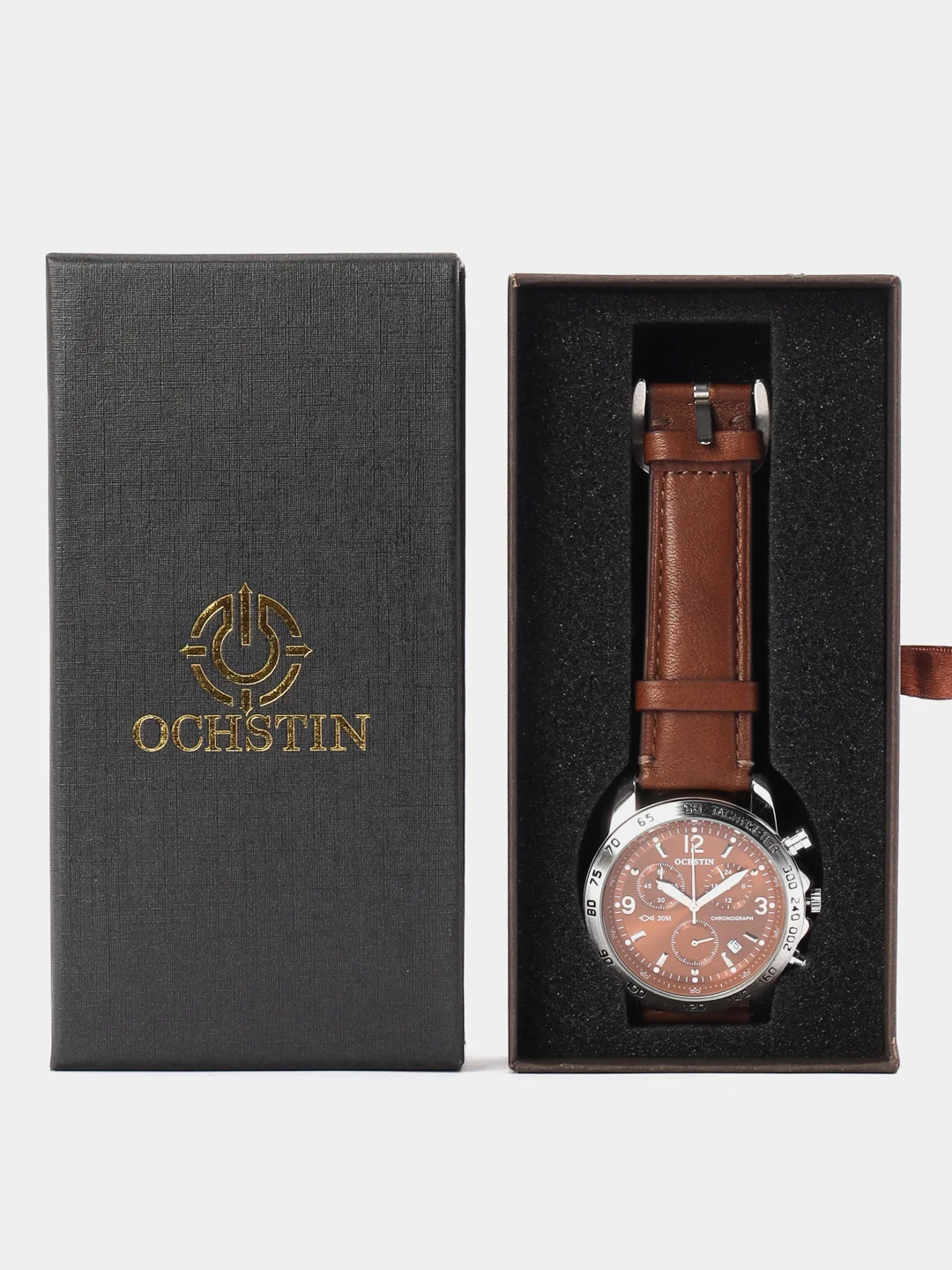 Шоколадный мужские наручные часы Ochstin 6123A c хронографом в подарочной упаковке