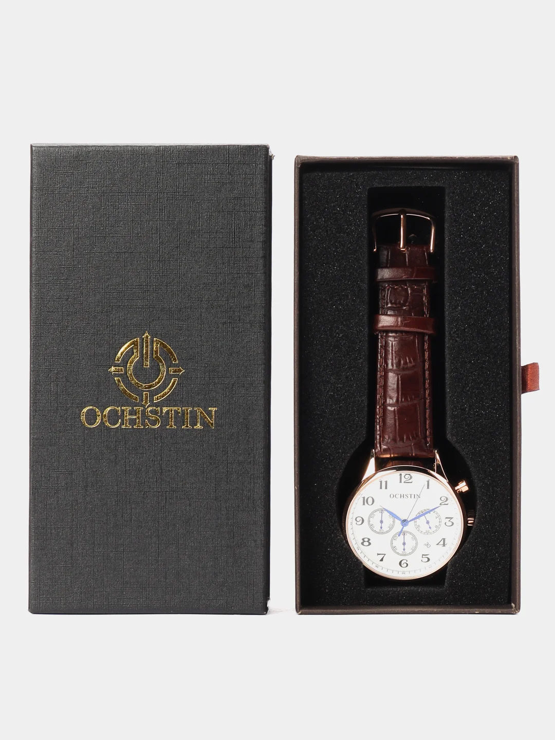 Коричневый мужские наручные часы Ochstin 6050E с хронографом в подарочной упаковке