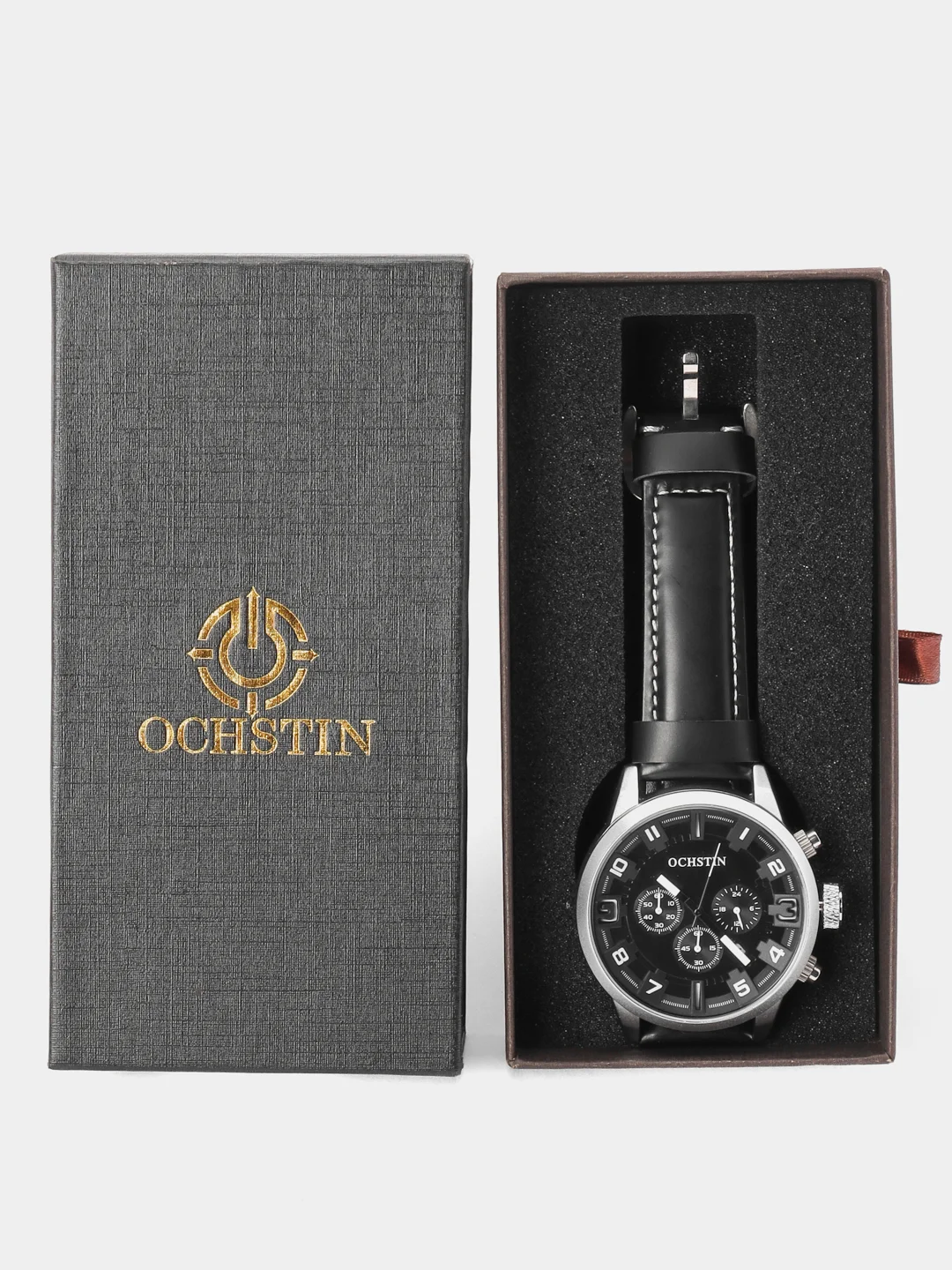 Рыжий мужские наручные часы Ochstin 6049A с хронографом в подарочной упаковке
