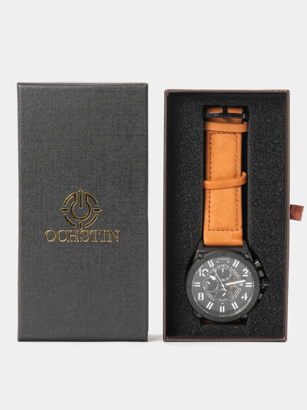 Коричневый мужские наручные часы Ochstin 6122A с хронографом в подарочной упаковке