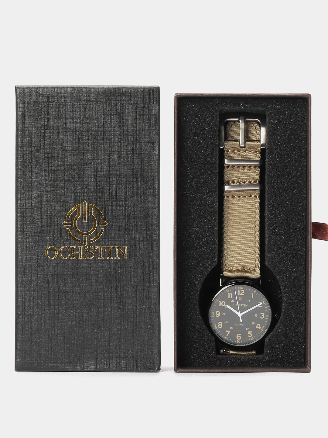 Песочный хаки мужские наручные часы Ochstin 7081D в подарочной упаковке