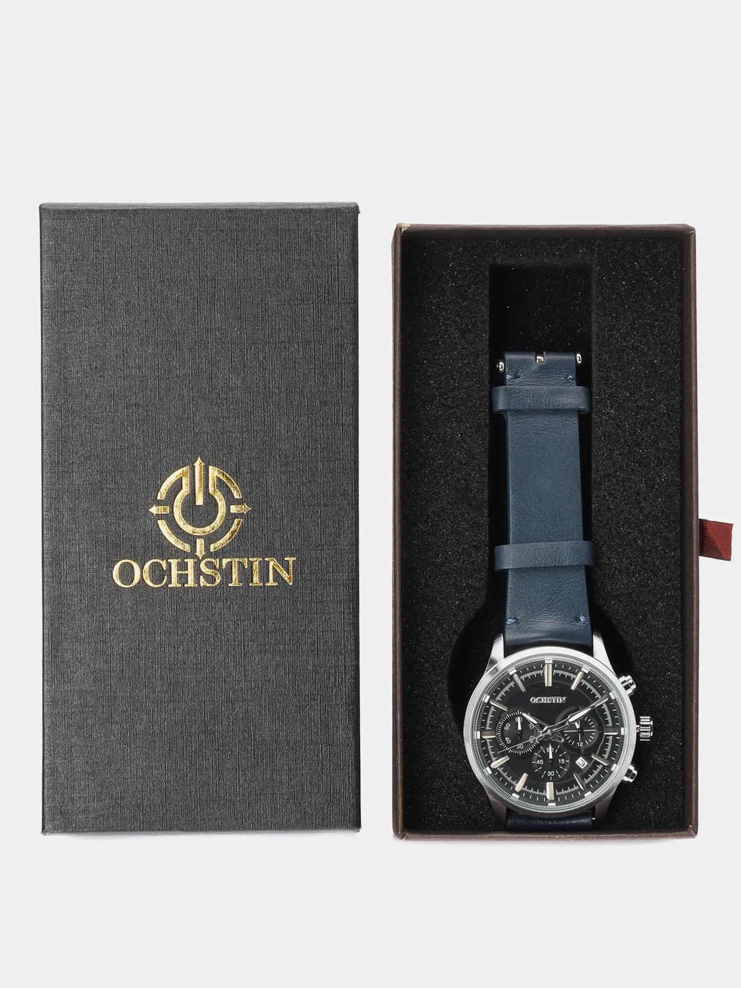 Синий меланж мужские наручные часы Ochstin 6131B с хронографом в подарочной упаковке