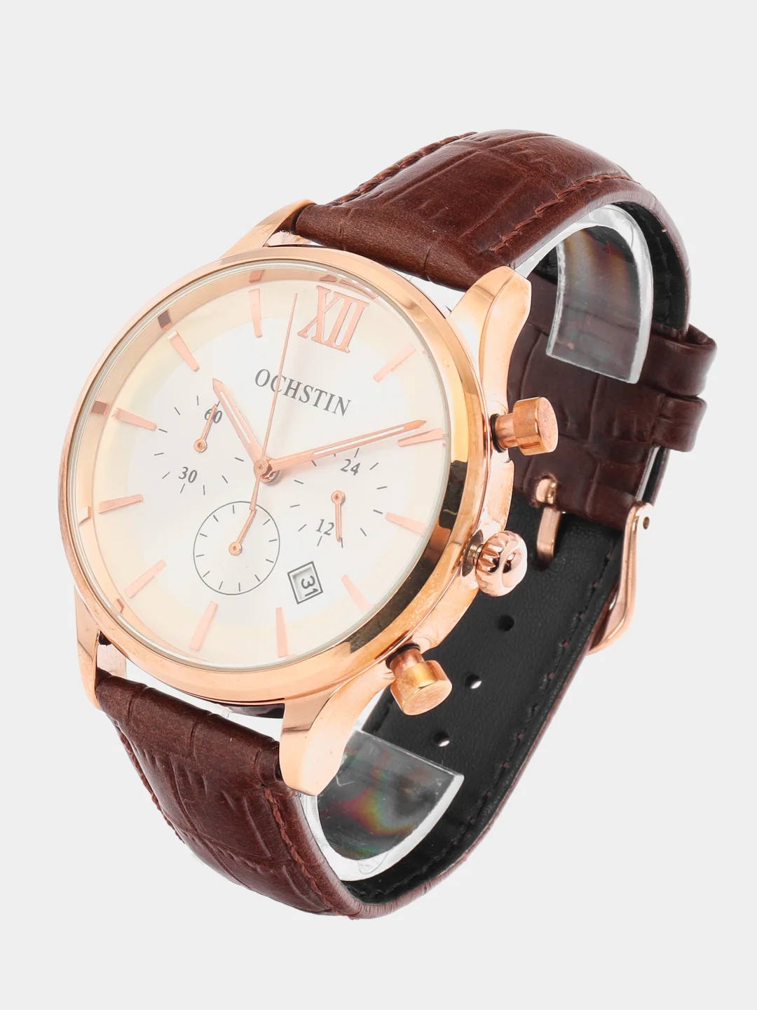 Серебряный мужские наручные часы Ochstin 6129A с хронографом в подарочной упаковке
