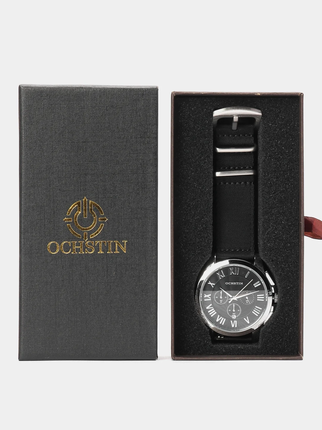 Серебряный мужские наручные часы Ochstin 7059B с хронографом в подарочной упаковке
