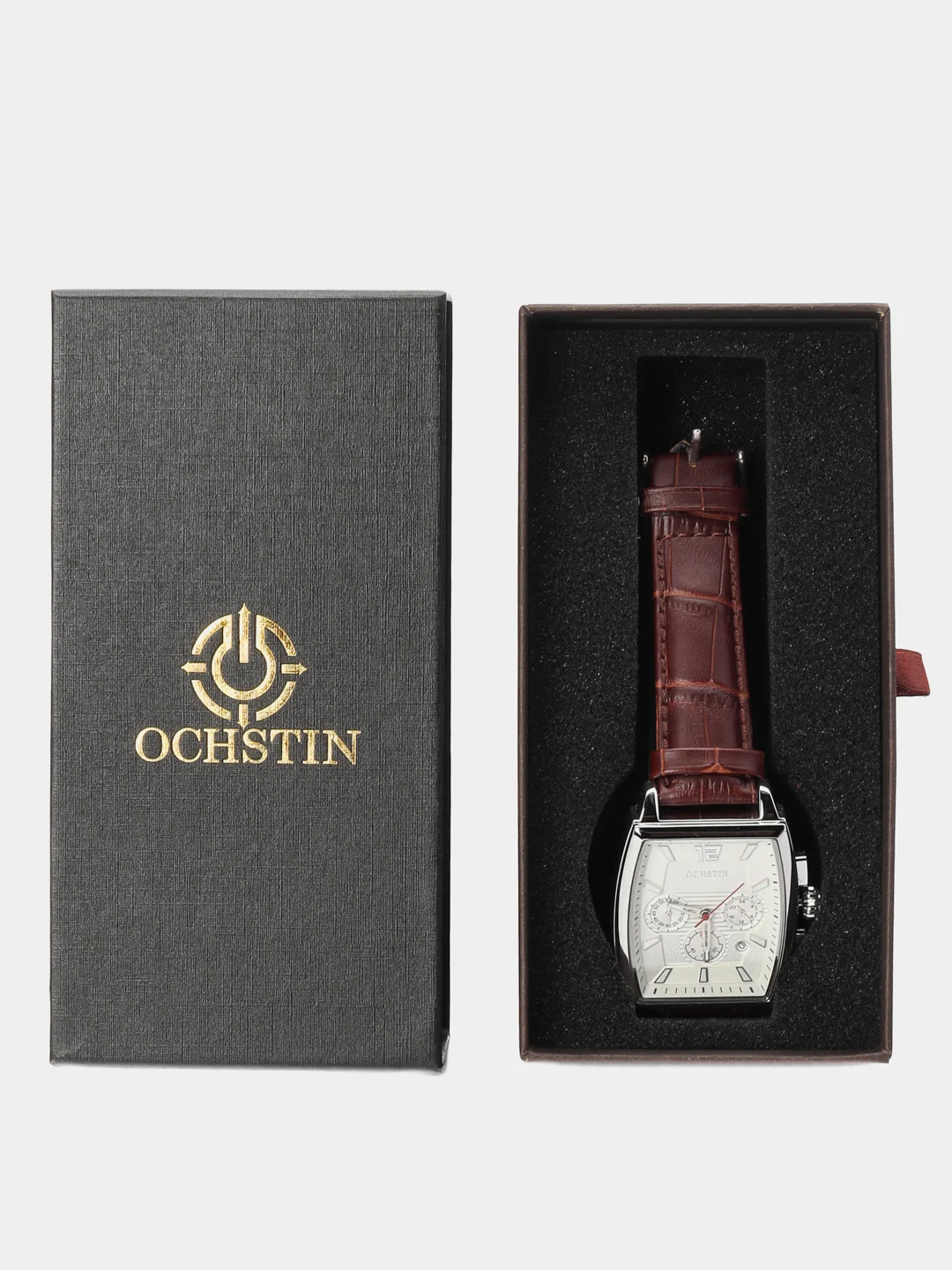 Коричневый мужские наручные часы Ochstin 6133A с хронографом в подарочной упаковке