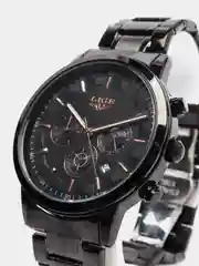Угольный мужские наручные часы Lige LG9877 c хронографом, в подарочной упаковке