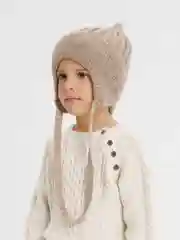 Бежевый меланж шапка демисезонная