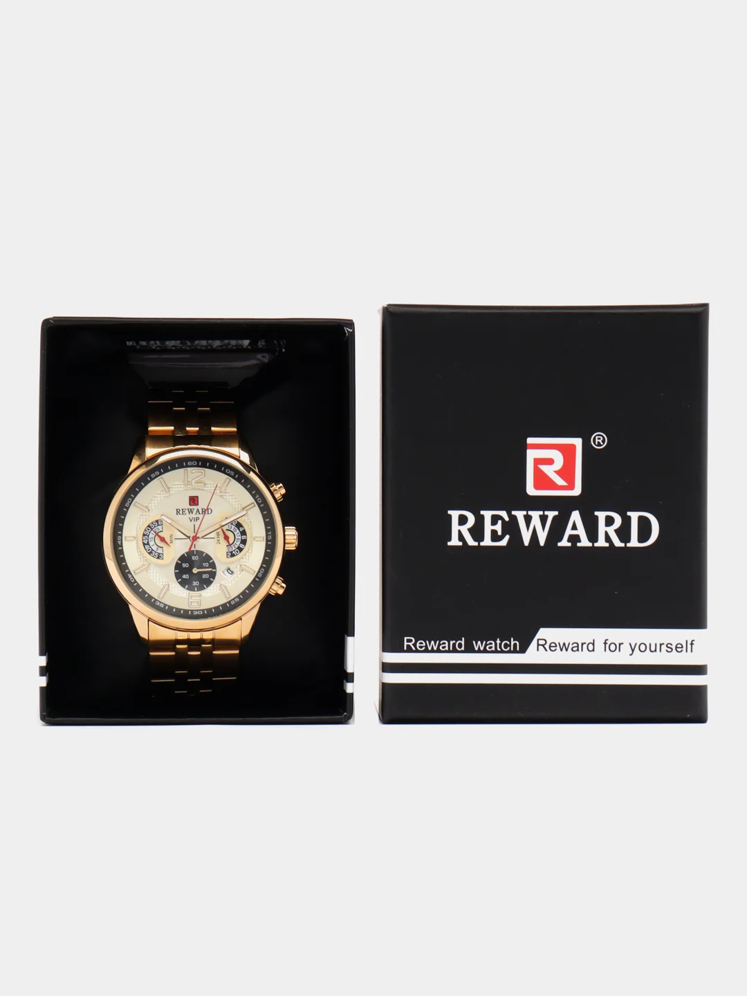 Золотой мужские наручные часы Reward RD81017M с хронографом, в подарочной упаковке