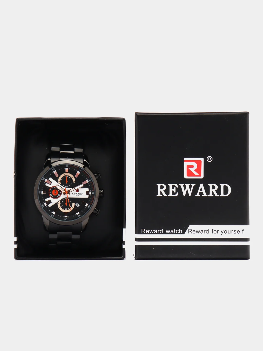 Черный мужские наручные часы Reward RD81014M с хронографом, в подарочной упаковке