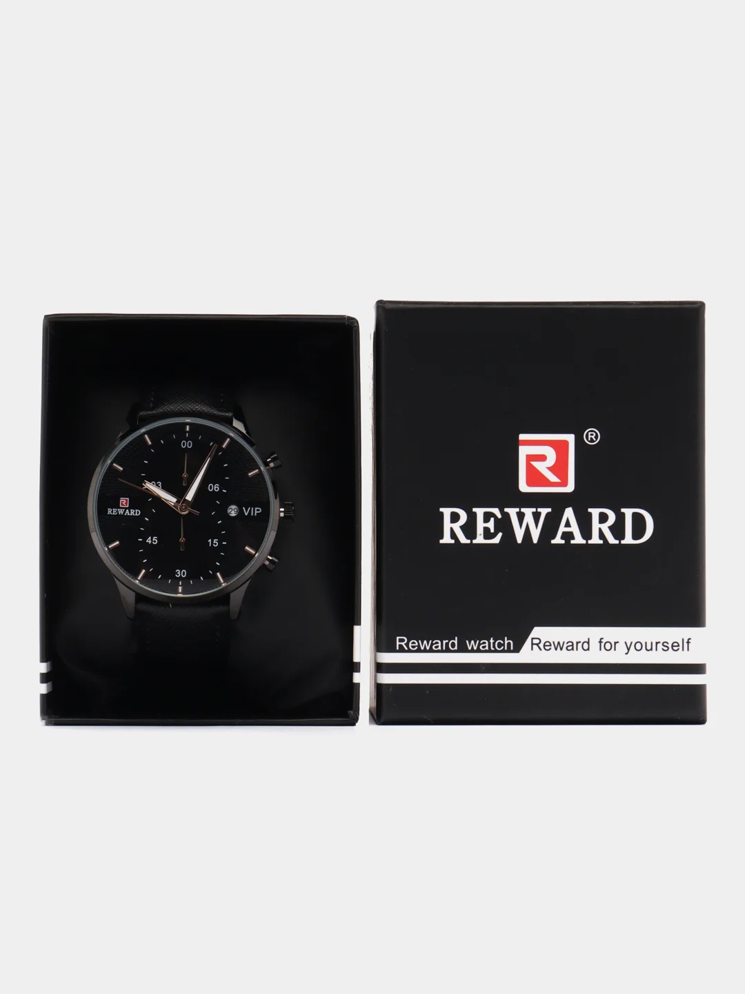Черный мужские наручные часы Reward RD83003M с календарем, в подарочной упаковке