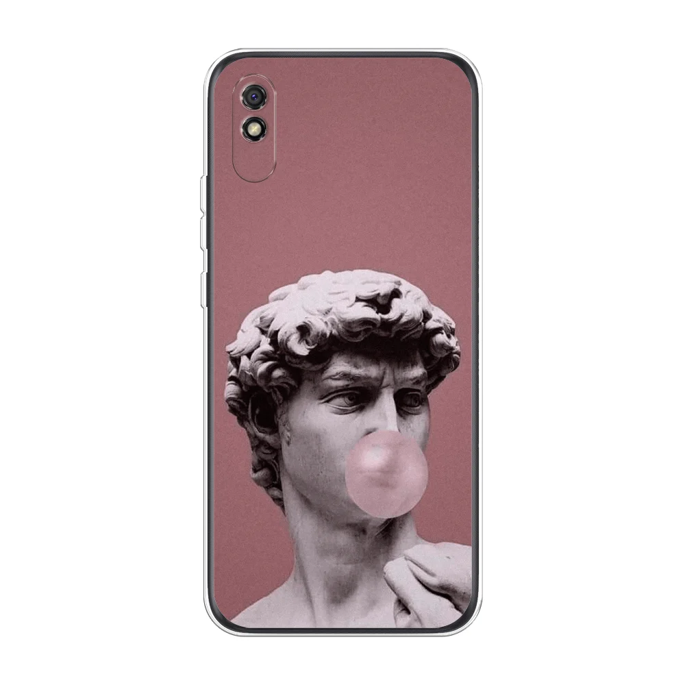 Коралловый силиконовый чехол на Xiaomi Redmi 9A / Сяоми Редми 9А прозрачный с рисунком, защита камеры
