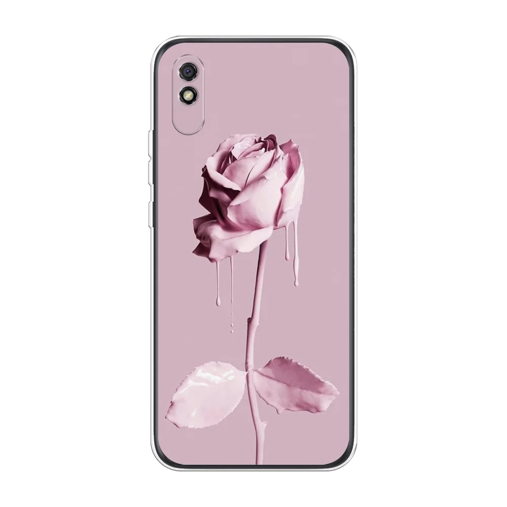 Коралловый меланж силиконовый чехол на Xiaomi Redmi 9A / Сяоми Редми 9А прозрачный с рисунком, защита камеры