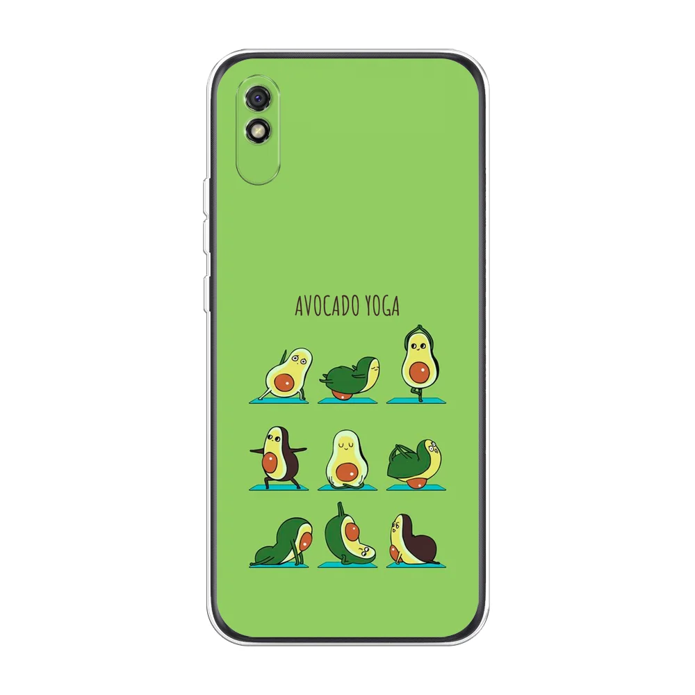 Салатовый силиконовый чехол на Xiaomi Redmi 9A / Сяоми Редми 9А прозрачный с рисунком, защита камеры
