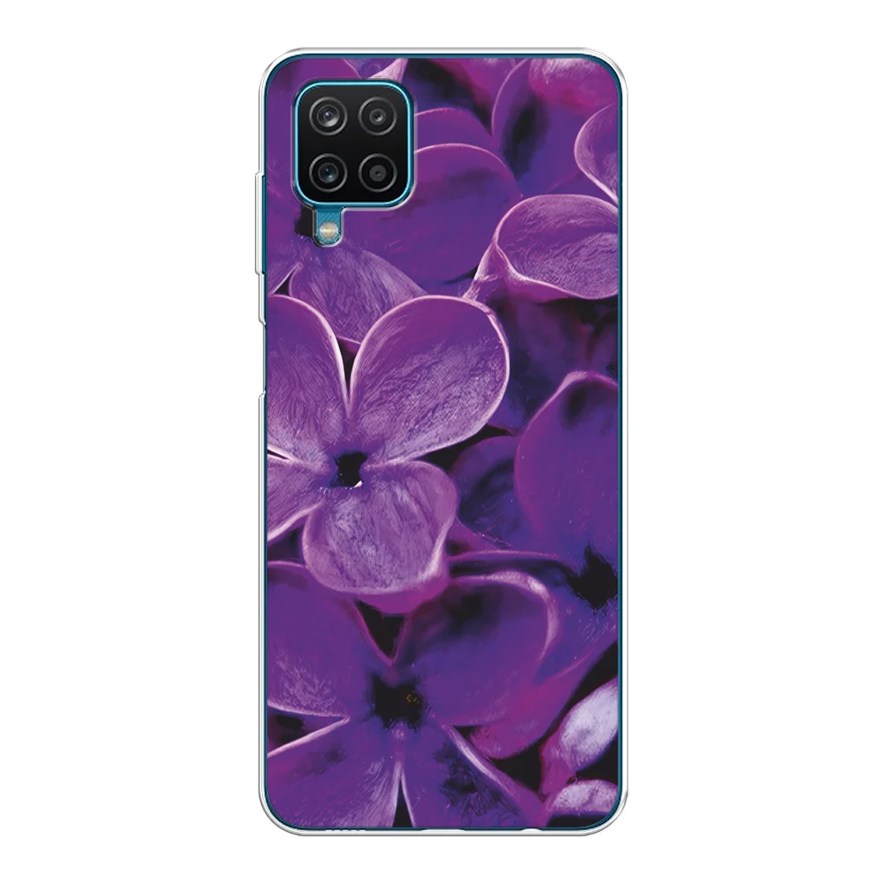 Вишнёвый чехол на Samsung Galaxy A12/M12 / Самсунг А12/М12 прозрачный, с рисунком, защита камеры