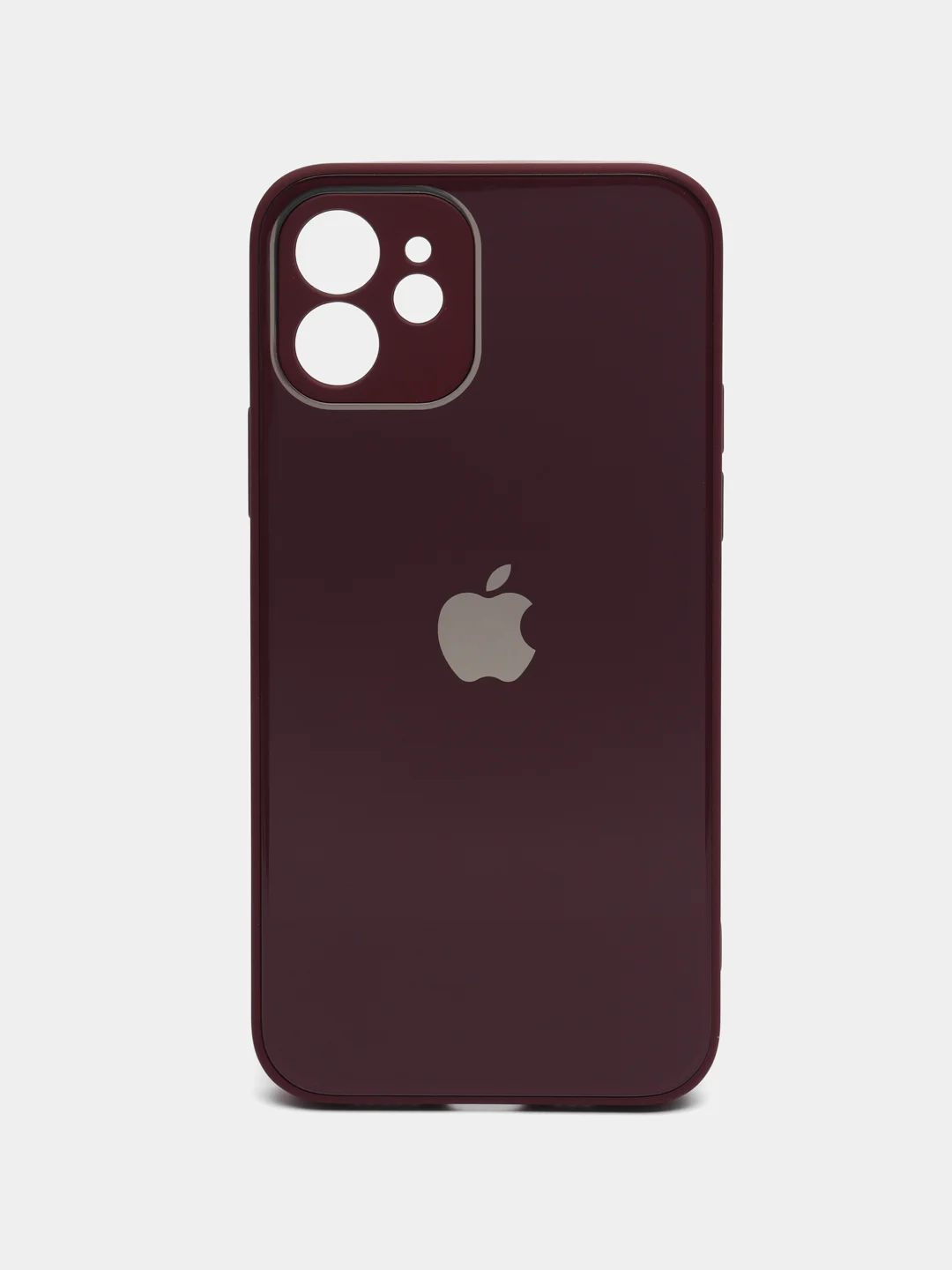 Тёмно-коричневый силиконовый чехол для iPhone 12, со стеклянной панелью