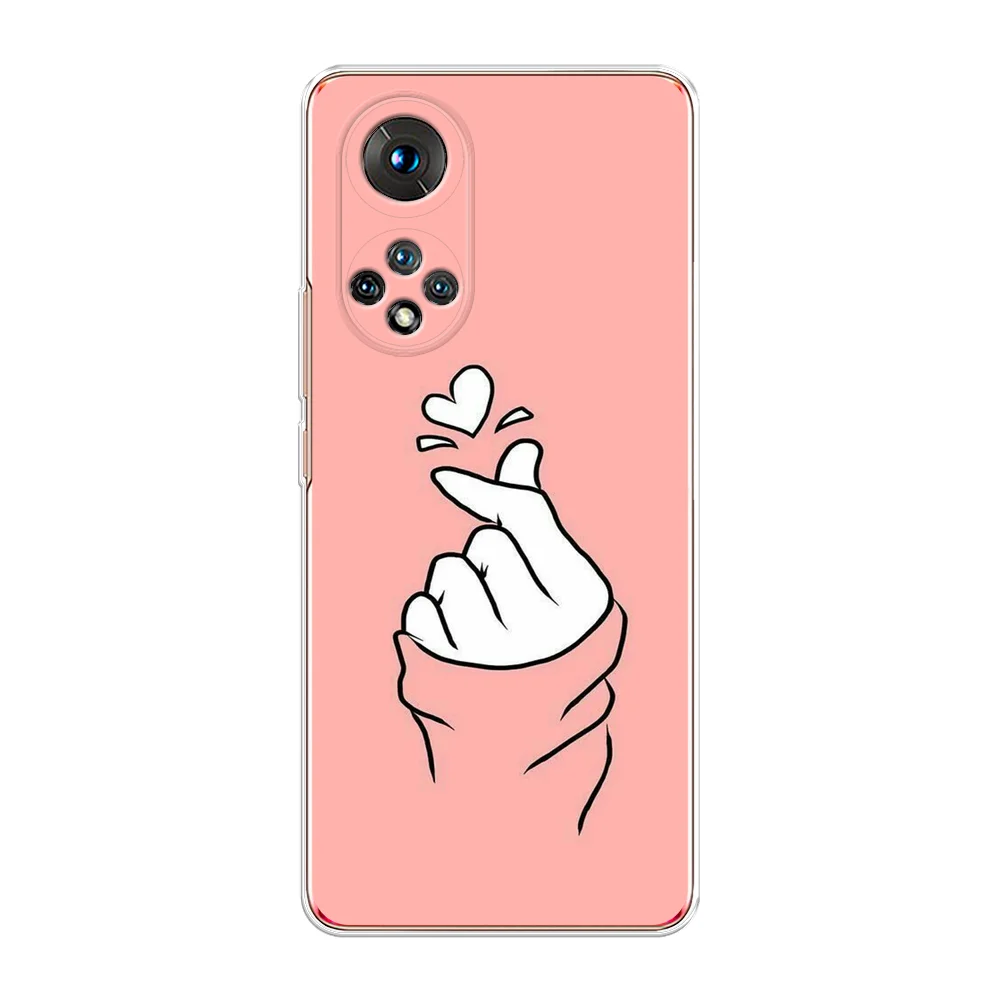 Пастельно-коралловый чехол на Huawei Nova 9/Honor 50 / Хуавей Нова 9/Хонор 50 прозрачный, с рисунком