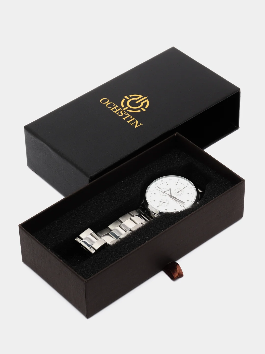 Серебряный мужские наручные часы Ochstin 7245 с хронографом в подарочной упаковке