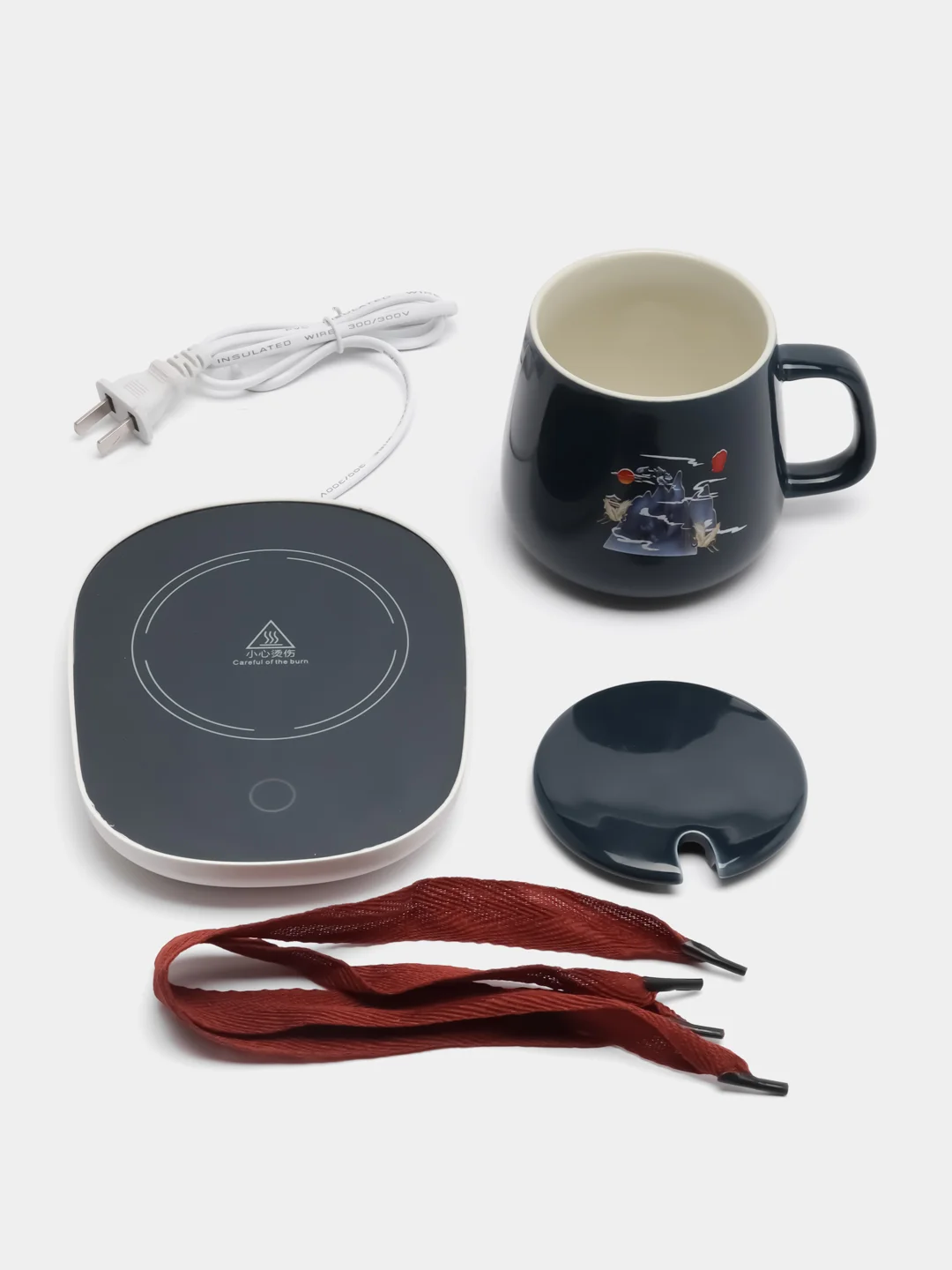 Черный кружка с подогревом от usb / Чашка для чая и кофе / Термокружка/ Европереходник