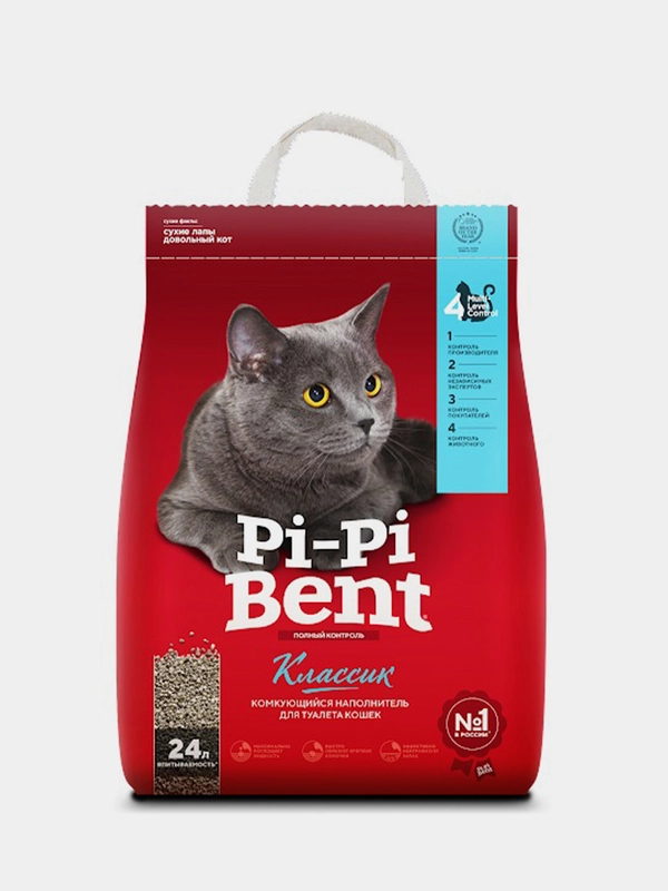 Наполнитель комкующийся для кошачьего туалета Pi-Pi Bent "Классик",  24 л (10 кг)