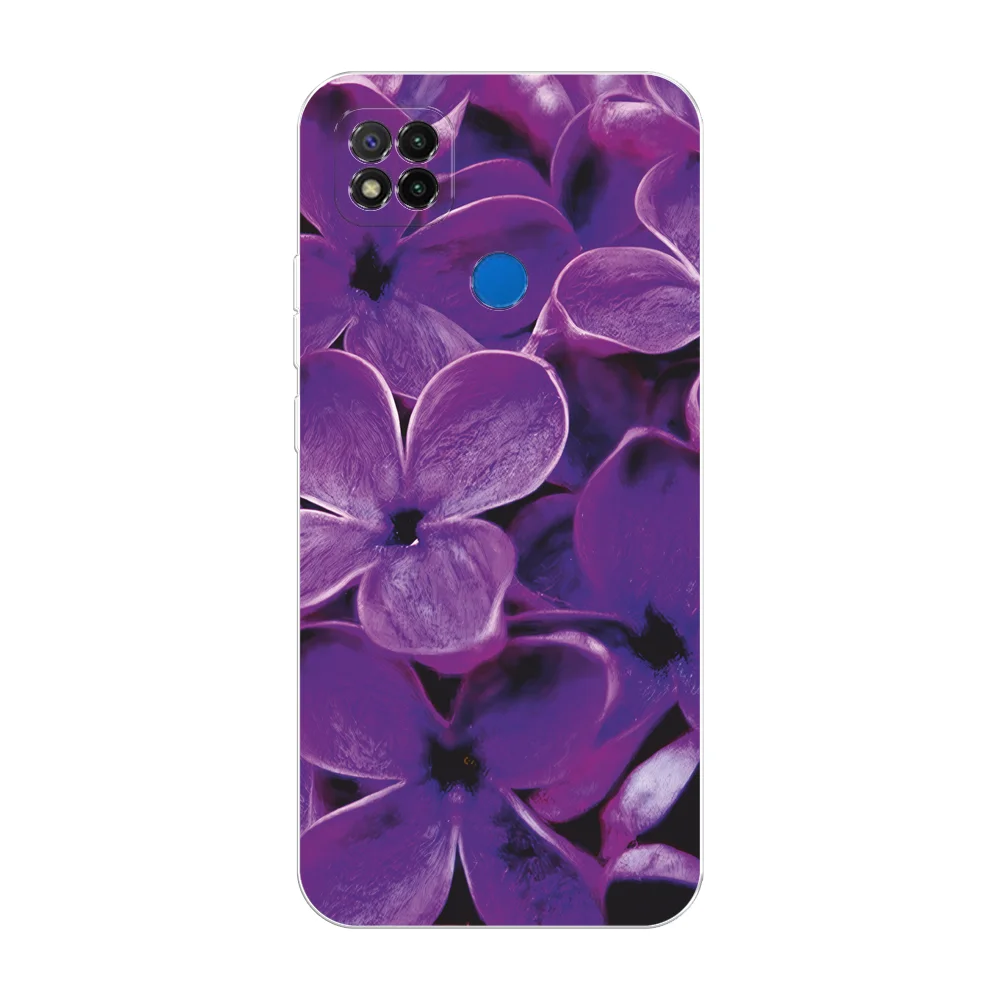 Вишнёвый силиконовый чехол на Xiaomi Redmi 9C / Сяоми Редми 9С прозрачный с рисунком, защита камеры