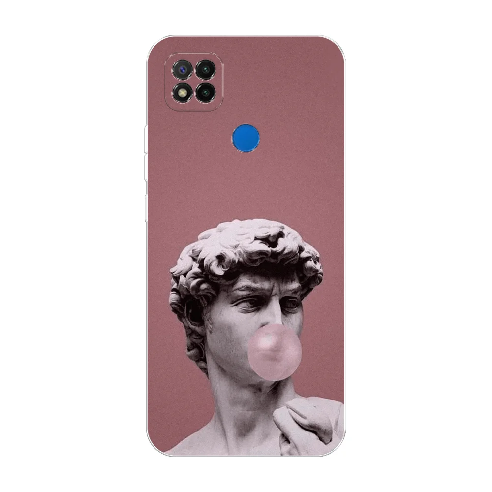Коралловый силиконовый чехол на Xiaomi Redmi 9C / Сяоми Редми 9С прозрачный с рисунком, защита камеры