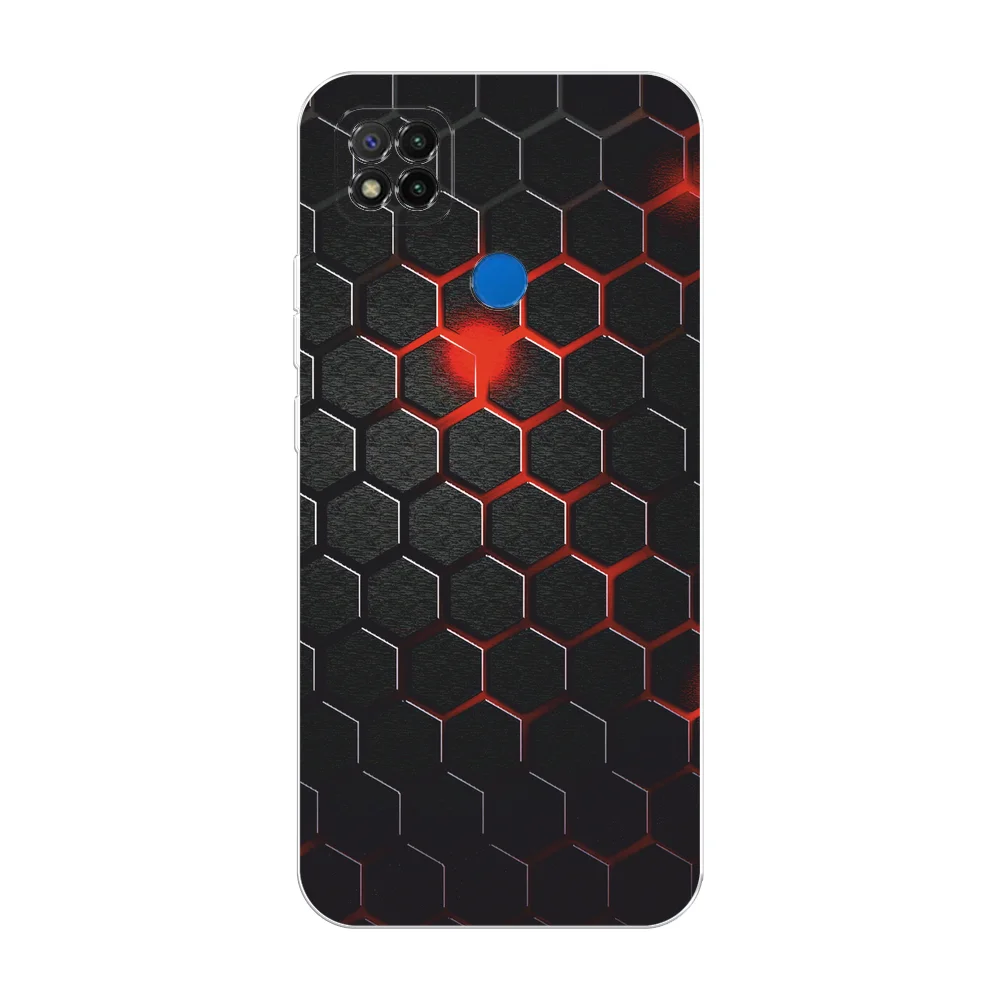 Тёмно-бордовый силиконовый чехол на Xiaomi Redmi 9C / Сяоми Редми 9С прозрачный с рисунком, защита камеры