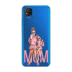 Тёмно-розовый силиконовый чехол на Xiaomi Redmi 9C / Сяоми Редми 9С прозрачный с рисунком, защита камеры