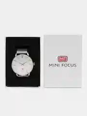 Серебряный мужские наручные часы Mini Focus MF0115G с календарём, в подарочной упаковке